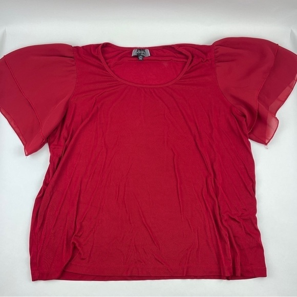 Slinky Brand Blouse Womens 2X Red Flare Sleeve - Picture 1 of 8